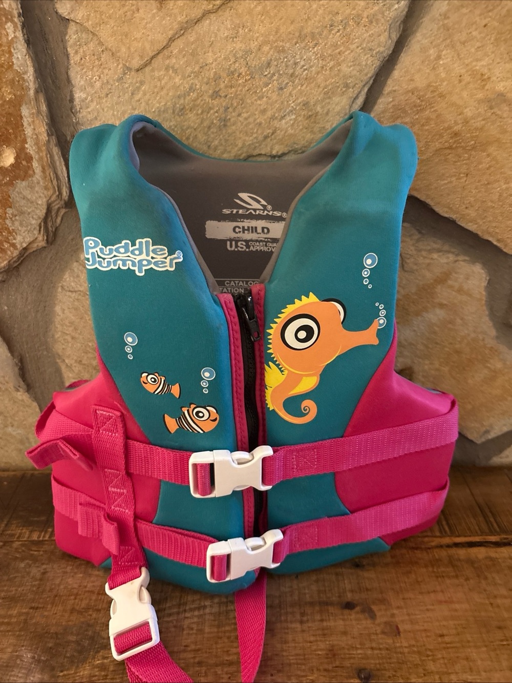 Sterns Puddle Jumper Kids Swim Vest in Teal and Pink
